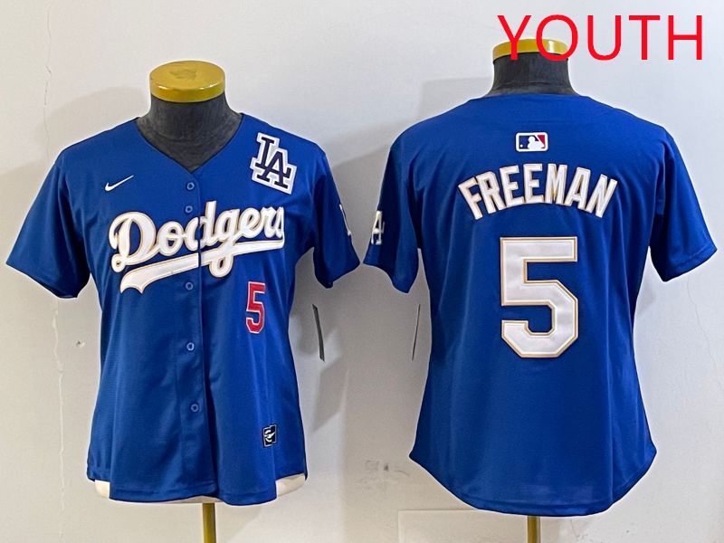 Youth Los Angeles Dodgers #5 Freeman Blue Gold Game 2025 Nike MLB Jersey style 6->youth mlb jersey->Youth Jersey